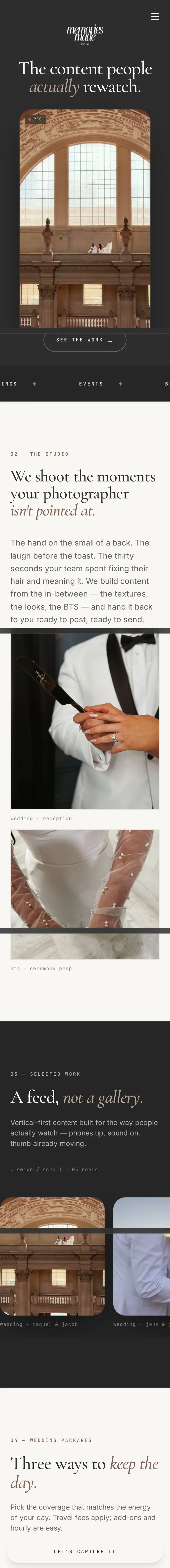Memories Made Social responsive mobile design