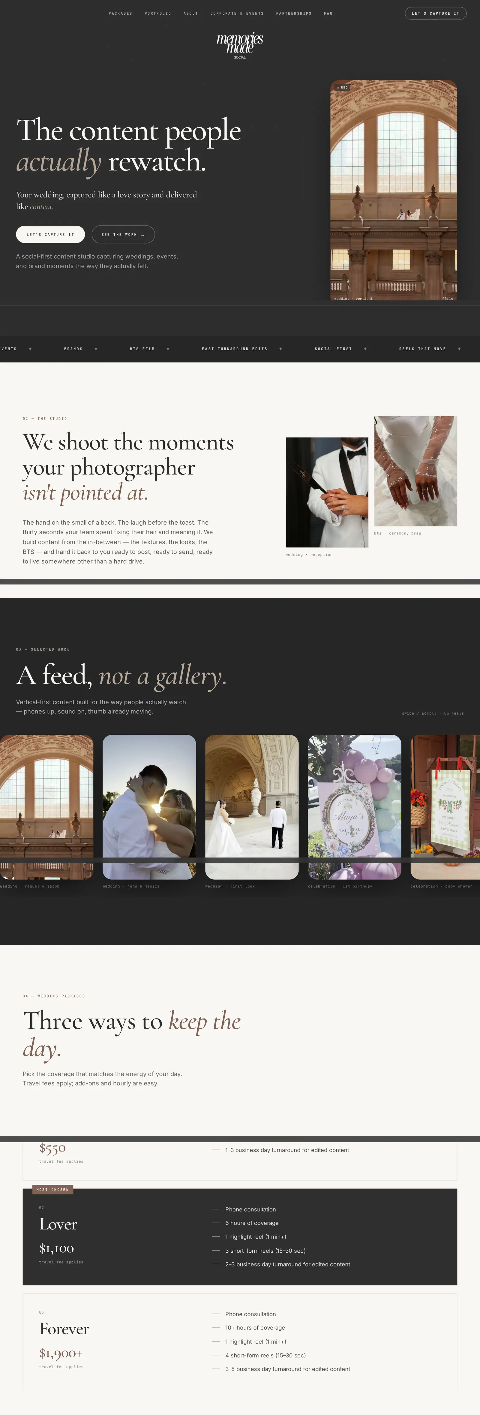 Memories Made Social website designed by CNVRSTN LABS